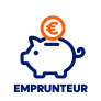 Icône d’emprunteur bleue et orange