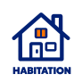 Pictogramme habitation bleu et orange