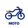 Pictogramme moto bleu et orange